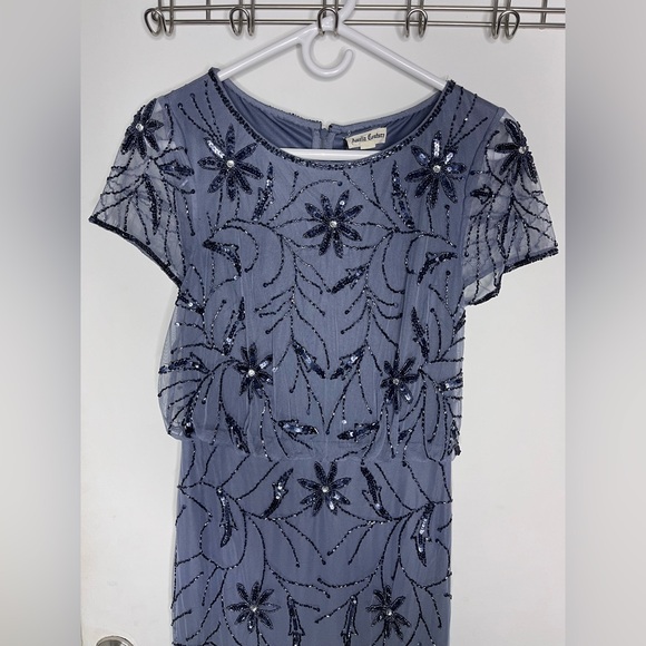 Amelia Couture Elegant Blue Beaded Evening Gown - Picture 4 of 15